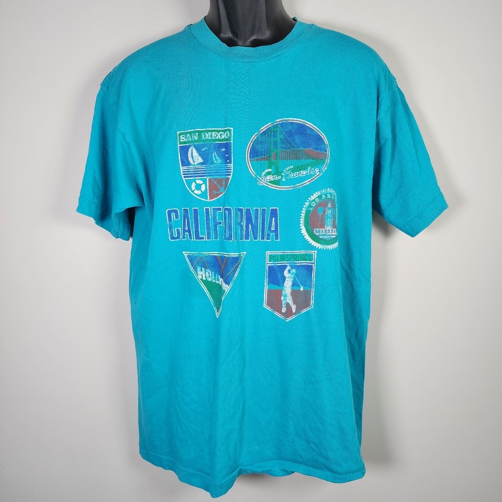 Vintage NIKE Shirt Mens L Single Stitch California LA Hollywood Faded 80s USA